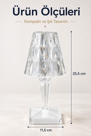 Prizma Kristal Led Masa Lambası 3 Renk Işıklı Dekoratif Aydınlatma 8381888