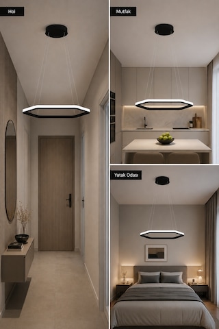 AvizeGO Ares Led Sarkıt Avize Beyaz Işık Siyah