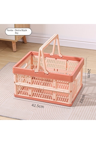 Snapbuy Katlanır Sepet, Alışveriş, Piknik, Market, Taşıma, Depolama Ve Kamp İçin Uygundur Ekstra Büyük Boy Pembe