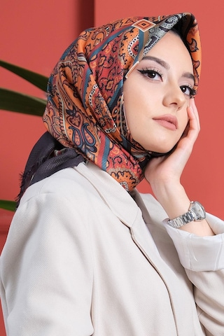 Afvente Etnik Desen Bordo Pamuk Eşarp
