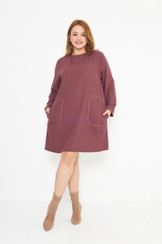 Bordo Dikiş Detaylı Büyük Beden Tunik Bordo