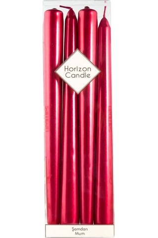 Candle Şamdan Mum Konik 2,5x25cm Metalik Kırmızı 1 Adet