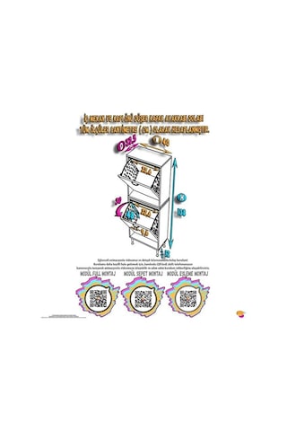 Eliusta Veluna 40 Cm Kirli Çamaşır Sepetli Dolap Banyo Dolabı Beyaz 40x138x32,5 Cm 2 Sepetli Dolap Beyaz