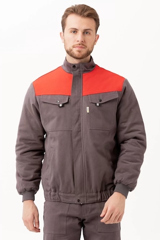 Kışlık İş Mont Grituruncu Kapitone Astarlı Avensis Astar Rüzgar Geçirmez Montu Kıyafeti Gri-Kırmızı