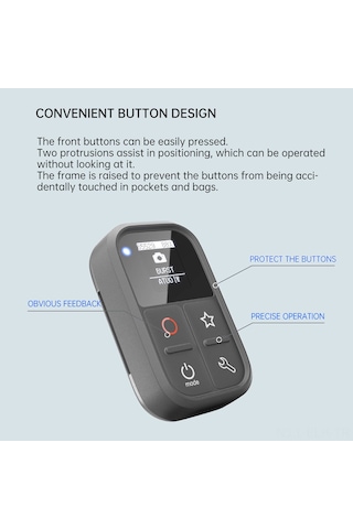 Xindoker Kablosuz Gopro Kumandası - Hero 10/9/8/7/6 İçin 80m Menzilli, Şarj Edilebilir, Su Geçirmez Siyah