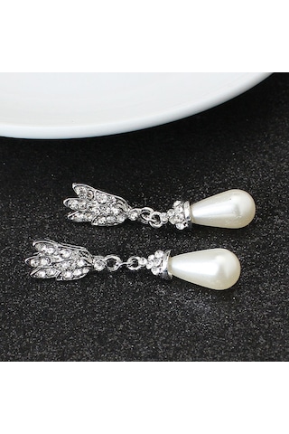 2 Adet Lüks Zarif İnci Kolye Küpe Seti Gelin Düğün Takısı Moda Mizaç Düğün Elbisesi Aksesuarları Gümüş