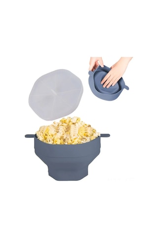 Tenfowee Mikrodalgada Kullanılabilir Silikon Patlamış Mısır Yapma Kabı, Katlanabilir Ve Kapaklı Gri Diğer