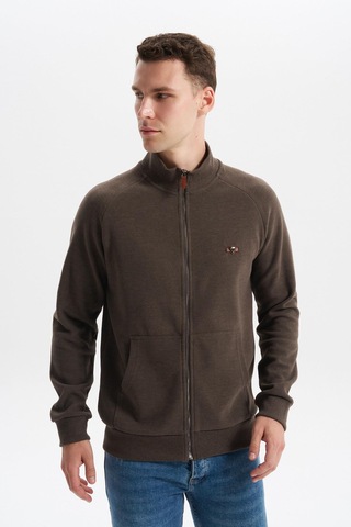 Arma Erkek Regular Fit Basic Reglan Kollu Selanik Kazak Karbon Fırçalı, Dik Yaka, Tam Fermuar, Cepli, Pamuk Polyester K30324698202 Kahverengi