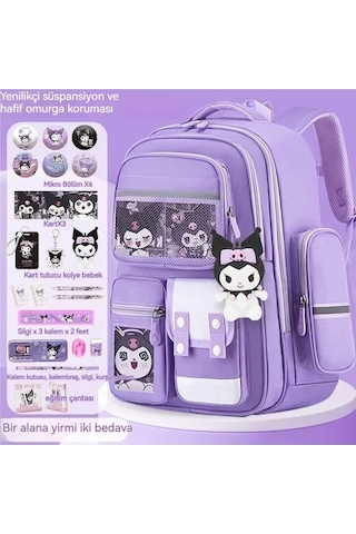 Maoyaya Ss Sırt Kuromi Kapasiteli Ilkokul Çantası-mor Büyük Nq Mor