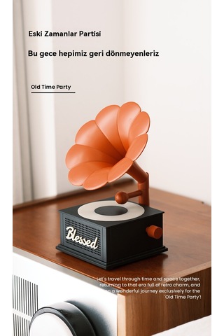 Lucky Phonograph Kablosuz Bluetooth Retro Hoparlör