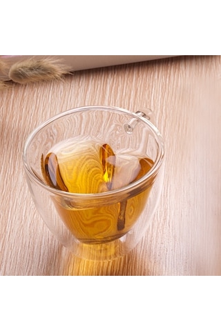 Cbtx Kalp Şeklinde Çift Duvar Cam Kupa Dayanıklı Şeffaf Çay Bardakları 180ml