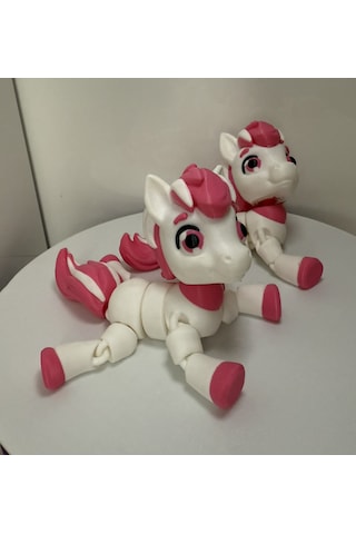 Haraketli 3d Baskı Pembe Beyaz At