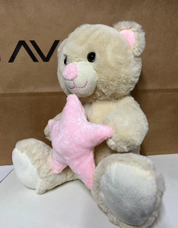 Oyuncak Peluş Sevimli Uyku Arkadaşı Yıldızlı Ayıcık 26 Cm Çok Renkli