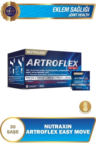 Nutraxin Artroflex Easy Move 30 Saşe – Tip 1-2-3 Kolajen, Glukozamin, MSM, Kondroitin İçeren Takviye