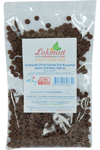 Lokman Avm Sütlü Çikolata Eritmelik Drop Damla Pul Kuvertür 100 G