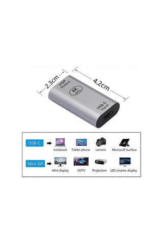 Altın Kaplama Usb-c - Mini Displayport Adaptörü 4k 60hz 3d Desteği Usb 3.1 Tip C Dişi - Mini Dp Dişi Hd
