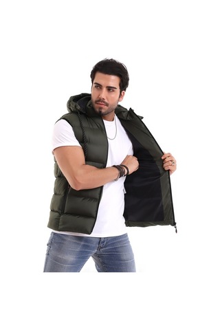 Euromoda Everest Erkek Spor Günlük Silikon Dolgu Çıkartılabilen Fermuarlı Haki