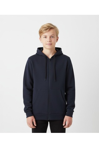 Fermuarlı Kapüşonlu Sweatshirt Lacivert
