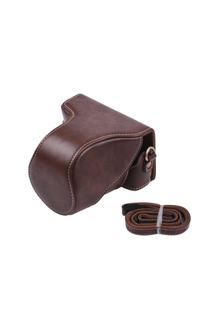 Gajeena Kahverengi Klasik Deri Kamera Çantası, Askılı Kayışlı, Canon Eos M100 Uyumlu, 11.5x9x12cm, 165g