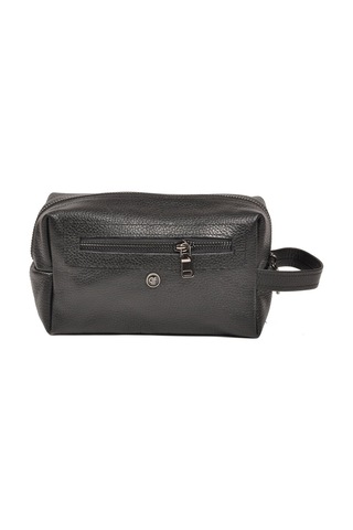 Praff Leather Siyah Hakiki Deri Fermuarlı Çok Bölmeli Erkek Portfoy El Çanta Pc-002