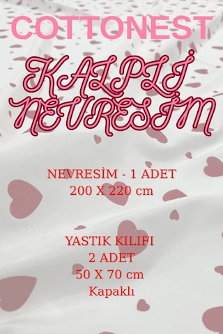 Çift Kişilik Kalp Desenli Nevresim Seti 200 X 220 Cm Sevgililer Günü Günlük Kullanım Kırmızı-kalpli