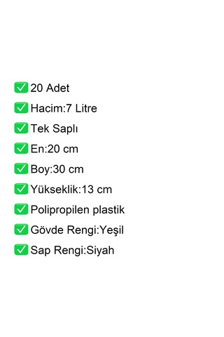 Kozmetik Ve Bijuteri Plastik Alışveriş El Sepeti 7 Litre Yeşil 20 Adet / En:20 Boy:30 Yükseklik:13 Cm Yeşil