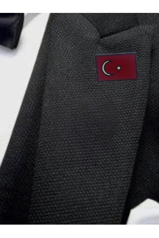 Herşey Nota Türk Bayrağı Yaka İğnesi Rozet Kırmızı - Beyaz