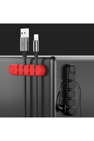 Willowhaven Yeşil Silikon Kablolama Tutucu, 4 Delikli Masaüstü Kablo Düzenleyici, Usb Şarj Kablosu İçin Pratik Çözüm, 9x2x1 Cm, 20g