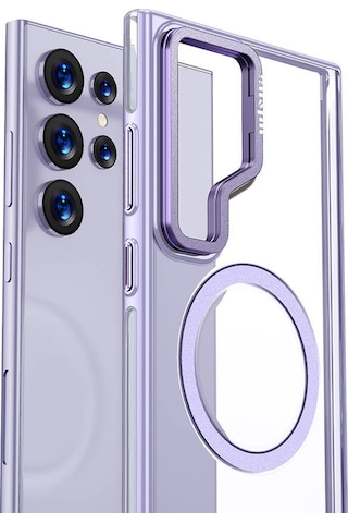 Wlons Galaxy S24 Ultra Uyumlu Kılıf Magsafe Şarj Özellikli Şeffaf Görünüm Wlons Standlı Efsane Kapak