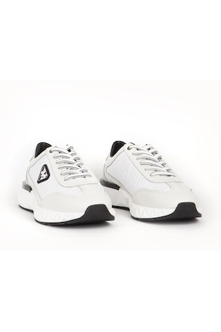 Marcomen Erkek Günlük Kalın Tabanlı Bağcıklı Sneaker Gerçek Deri 19498 Beyaz Beyaz