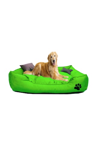 Mavi Vitrin Yıkanabilir Kumaş Pati İşlemeli Büyük Irk Köpek Yatağı L 100 x 80 CM