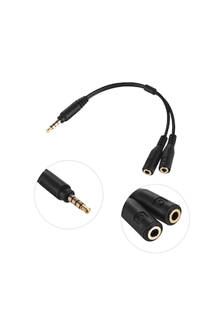Xiyyadms Kamera Mikrofonunu Akıllı Telefon Mikrofonuna Dönüştürücü Kablosu - 3'lü Kutuptan 4'lü Kutuplu, 2 Adet Mikrofon Bağlantı Noktası, 3.5mm, 18cm Uzunluk