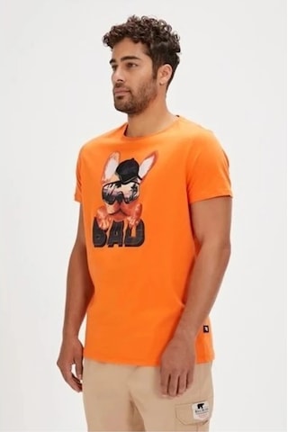 Bad Bear Spark Turuncu Baskılı Erkek Tişört Siyah