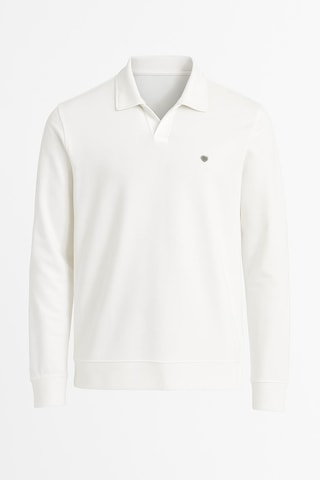 Gewer Erkek Slim Fit Uzun Kol Polo Yaka Sweatshırt-7428 Beyaz