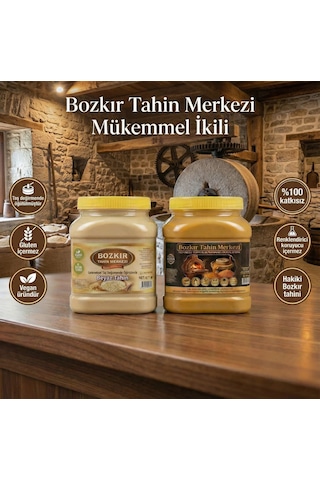 Bozkır Tahin Merkezi Altın Susam Kavrulmuş Tahini 930 Gr- Beyaz Tahin935gr Taş Değirmen&katkısız