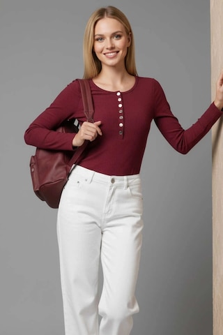 İsiltikidsmoda Çıtçıt Detaylı Bluz Bordo T4343 Bordo