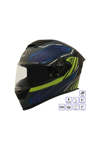 My Helmets Mks001-rgby Yarış Spoiler Güneş Vizörlü Şeffaf Full Face Motosiklet Kaskı Çok Renkli