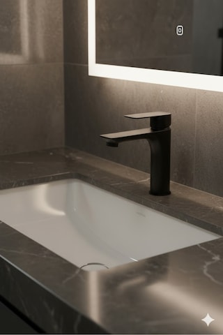 Yeni Siyah Lavabo Bataryası Pirinç Üretim Paslanmaz Sıcak Soğuk Çift Girişli Banyo Lavabo Lüx Musluk Siyah