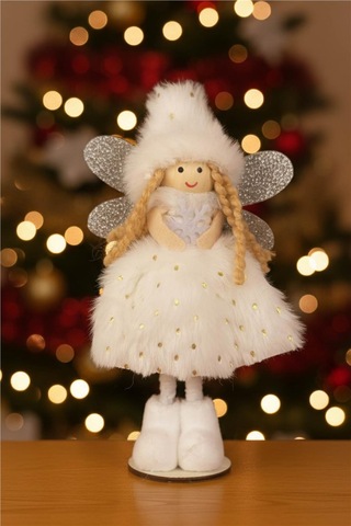 Yılbaşı Ağaç Süsü Işıltılı Melek Figürü