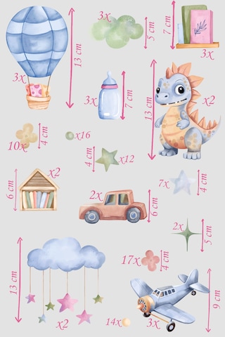 Karışık Temalı Çocuk Odası Sticker Seti