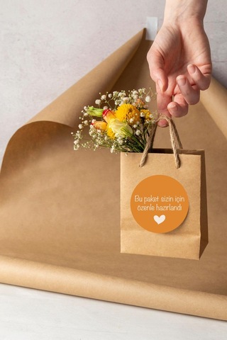 Bu Paket Sizin İçin Özenle Hazırlandı Thank You Teşekkür Stickers