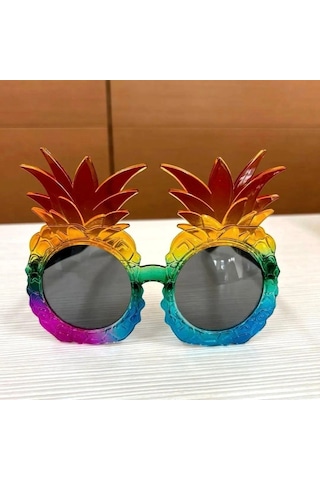 Bfs Tropikal Ananas Tasarımlı Renkli Hawaii Parti Gözlüğü Standart