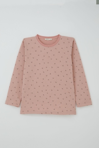 Breeze Kız Çocuk Pijama Takımı Minimal Mini Desenli 4-8 Yaş, Gülkurusu Gülkurusu