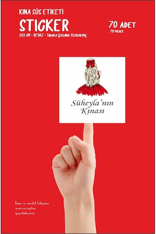 Kişiye Özel Kına Gelin Hamamı Süs Etiketi Beyaz Sticker 70 Adet