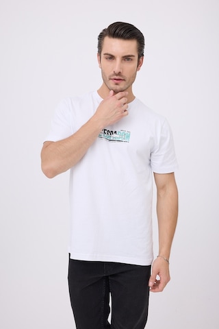 Marıne Tee Deniz Temalı Ribana Bisiklet Yaka Pamuk T-shirt-3164 Beyaz