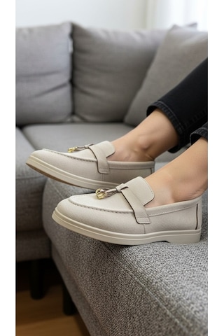 Dabab Shoes Lupy Kadın Süet Düz Taban Rahat Günlük Casual Babet Ayakkabı Bej