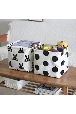 Novahub Geometri Ev Kumaşları Kirli Çamaşırlar & Eşya Saklama Sepeti, Pamuk Ve Keten, Modern Tasarım, 32x32x32cm Diğer