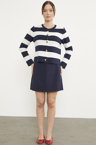 Sementa Çizgili Kısa Triko Hırka - Lacivert 001