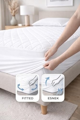 Formeya Adelya Mikrofiber Kapitone Fitted Full Kenar Su Sıvı Geçirmez Yatak Koruyucu Alez 90 X 190 Açık Indigo