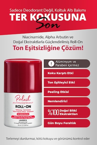 Koltuk Altı, Ter Kokusu Önleyici, Antiperspirant Beyazlatıcı Etkili, Ton Eşitleyici Unisex Roll On 50 Ml - 877734229